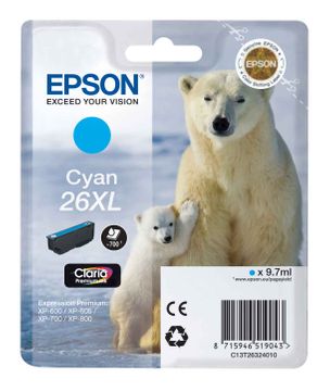 Epson 26XL Cyan High Capacity Ink Cartridge - (T2632 Polar Bear)
