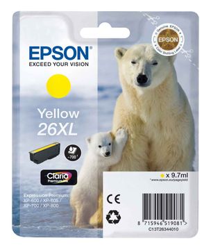 Epson 26XL Yellow High Capacity Ink Cartridge - (T2634 Polar Bear)