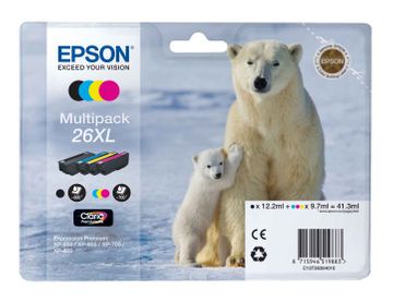 Epson 26XL 4 Colour High Capacity Ink Cartridge Multipack - (T2636 Polar Bear)