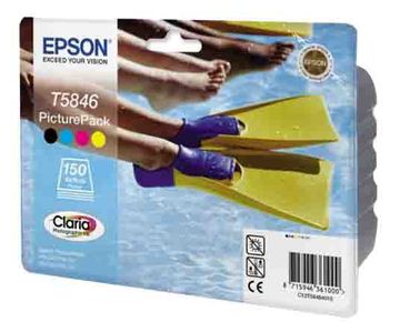 Epson T5846 Black / Tri-Colour Ink Cartridge & Photo Paper - (C13T58464010 Flippers)