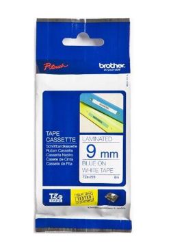 Brother TZe-223 Blue On White Laminated P-Touch Adhesive Labelling Tape 9mm x 8m