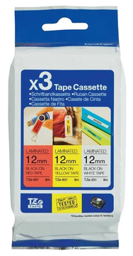 Brother TZe-31M3 Laminated P-Touch Adhesive Labelling 12mm Multipack