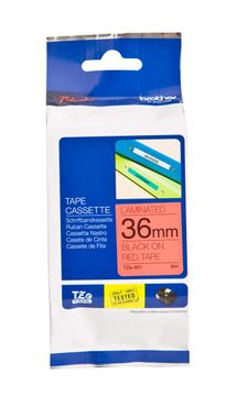 Brother TZe-461 Black On Red Laminated P-Touch Adhesive Labelling Tape 36mm x 8m