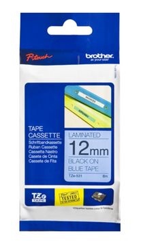 Brother TZe-531 Black On Blue Laminated P-Touch Labelling Tape 12mm x 8m