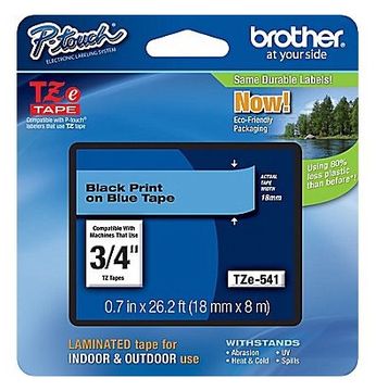 Brother TZe-541 Black On Blue Laminated P-Touch Adhesive Labelling Tape 18mm x 8m