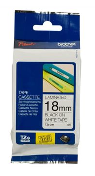 Brother TZe-FX241 Black On White Flexi ID P-Touch Adhesive Labelling Tape 18mm x 8m