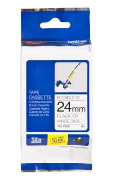 Brother TZe-FX251 Black On White Flexi ID P-Touch Adhesive Labelling Tape 24mm x 8m