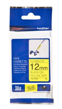 Brother TZe-FX631 Black On Yellow Flexi ID P-Touch Adhesive Labelling Tape 12mm x 8m
