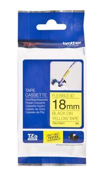 Brother TZe-FX641 Black On Yellow Flexi ID P-Touch Adhesive Labelling Tape 18mm x 8m