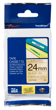 Brother TZe-PR851 Black On Premium Gold Laminated P-Touch Adhesive Labelling Tape 24mm x 8m