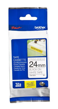 Brother TZe-S251 Black On White Strong Adhesive Laminated P-Touch Labelling Tape 24mm x 8m