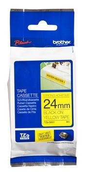 Brother TZe-S651 Black On Yellow Laminated P-Touch Adhesive Labelling Tape 24mm x 8m