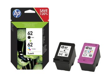 Genuine Black & Tri-Colour HP 62 Ink Cartridge Multipack (HP N9J71AE)