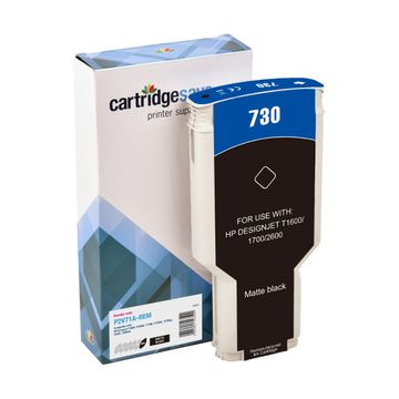 Compatible HP 730 High Capacity Matte Black Ink Cartridge - (P2V71A)