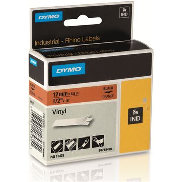 Dymo 18435 Black On Orange Adhesive Label Tape 12mm x 5.5m - (S0718490)