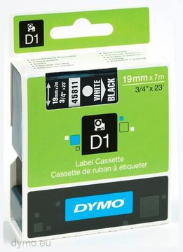 Dymo 45811 White On Black Adhesive Labe Tape 19mm x 7m - (S0720910)