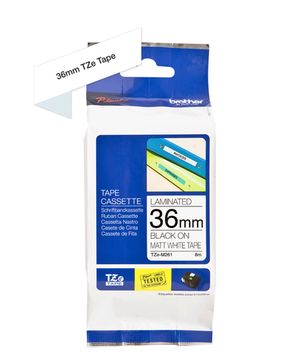 Brother TZe-M261 Black On White Self-Adhesive Matte Laminated Labelling Tape Cassette 36mm x 8m 