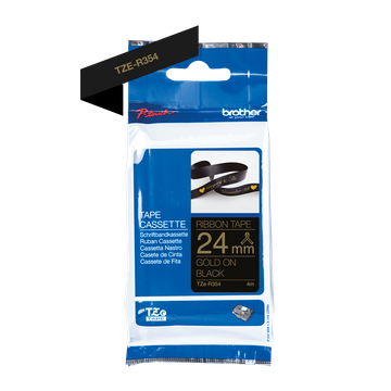 Brother TZE-R354 Gold On Black Non-Adhesive Ribbon Tape Cassette 24mm x 4m