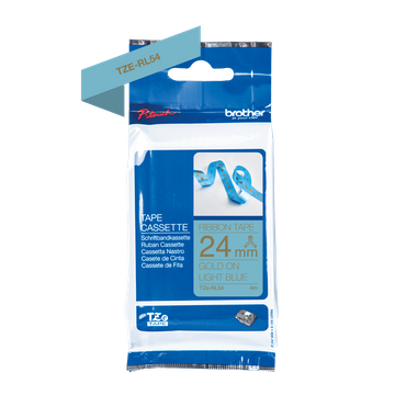 Brother TZE-RL54 Gold On Light Blue Non-Adhesive Ribbon Tape Cassette 24mm x 4m