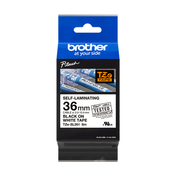 Brother TZE-SL261 Black On White Adhesive Self-Laminating Labelling Tape Cassette 36mm x 8m 