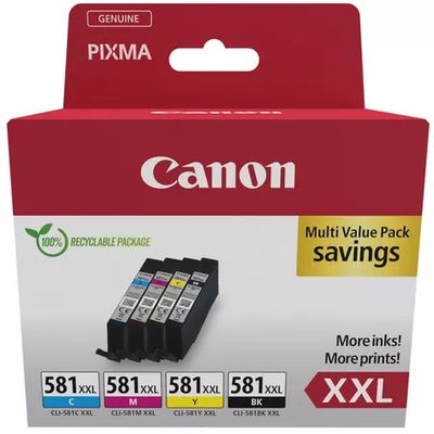 Canon CLI-581XXL Extra High Capacity 4 Colour Ink Cartridge Multipack - (1998C005)