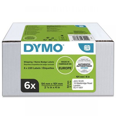 Dymo 2093092 White Adhesive Labels 101mm x 54mm (6 pack)