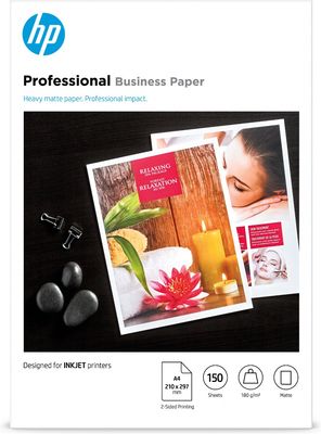 HP 180gsm Professional Matte Inkjet Paper (7MV79A 150 sheets A4 Inkjet Photo Paper 210 x 297mm)