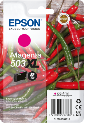 Epson 503XL High Capacity Magenta Ink Cartridge - (C13T09R34010 Chilli)