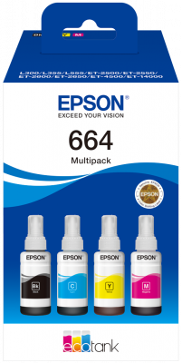 Epson T664 4 Colour Ink Bottle Multipack