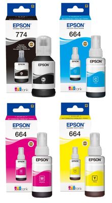 Epson T774 & T664 4 Colour Ink Bottle Multipack