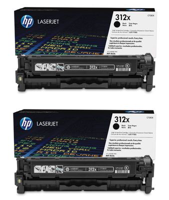 HP 312X High Capacity Black Toner Cartridge Twin Pack - (CF380XD)