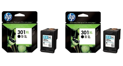 HP 301XL High Capacity Black Ink Cartridge Twin Pack (D8J45AE)