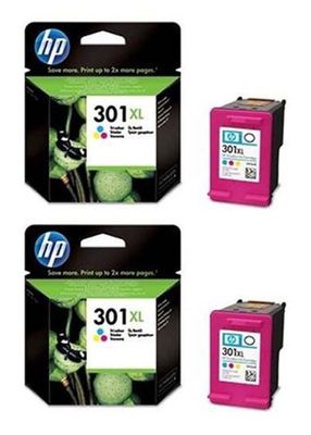 HP 301XL High Capacity Tri-Colour Ink Twin Pack - (D8J46AE)
