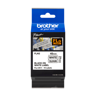 Brother FLE-2511 Black On White Die-Cut Tape Cassette 21mm x 45mm