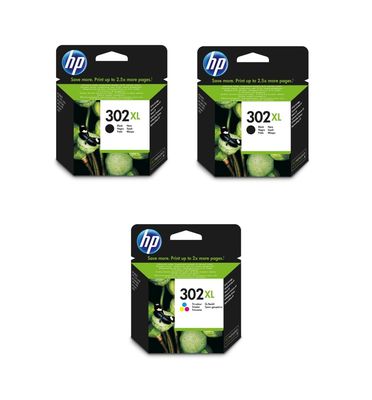 HP 302XL High Capacity 2 x Black & 1 x Tri-Colour Ink Cartridge Multipack