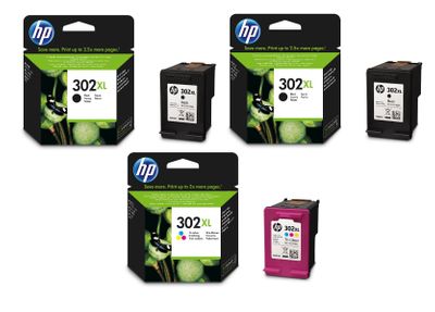 directory slaap rem HP 302XL High Capacity 2 x Black & 1 x Tri-Colour Ink Cartridge Multipack
