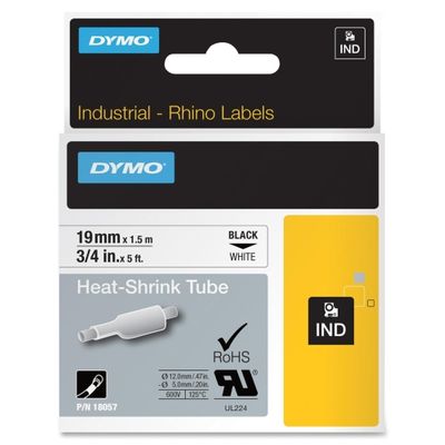 Dymo 18057 Black On White Heat Shrink Non adhesive Tubing 19mm x 1.5m (S0718330)