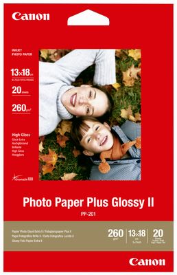Canon 260gsm PP-201 13x18cm Glossy Photo Paper Plus II (2311B018 20 Sheets Inkjet Photo Paper 7x5in.)