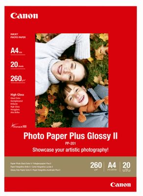 Canon 260gsm PP-201 A4 Glossy Photo Paper Plus II (2311B019 20 Sheets Inkjet Photo Paper 210x297mm)