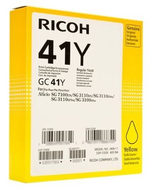 Ricoh GC41Y Standard Capacity Yellow Gel Ink Cartridge - (405764)