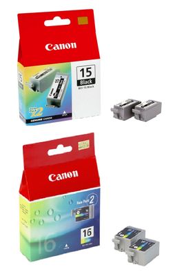 Canon BCI-15BK / BCI-16 2 x Black & 2 x Colour Ink Multipack