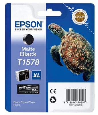 Epson T1578 Matte Black Ink Cartridge - (C13T157840 Turtle)