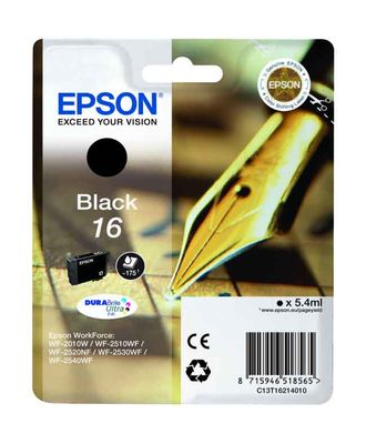 Epson 16 Black Ink Cartridge - (T1621 Pen and Crossword)