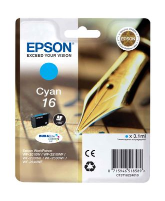 Epson 16 Cyan Ink Cartridge - (T1622 Pen and Crossword)