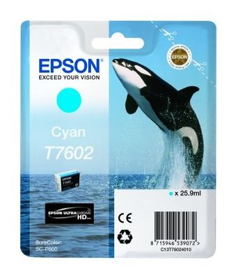 Epson T7602 Cyan Ink Cartridge - (C13T760240 Killer Whale)