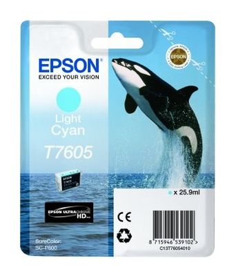 Epson T7605 Light Cyan Ink Cartridge - (C13T760540 Killer Whale)