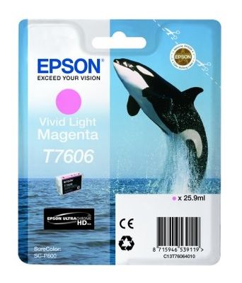 Epson T7606 Vivid Light Magenta Ink Cartridge - (C13T760640 Killer Whale Ultrachrome HD Ink Cartridge)