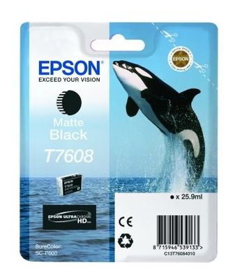 Epson T7608 Matte Black Ink Cartridge - (C13T760840 Killer Whale)