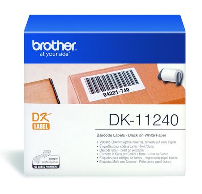 Brother DK-11240 600 x Black On White Non Adhesive Barcode Labels Paper 102mm x 51mm