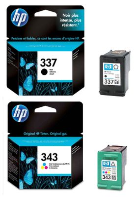 Brug af en computer leder udsagnsord HP 337 / HP 343 Black & Tri-Colour Ink Cartridge Multipack